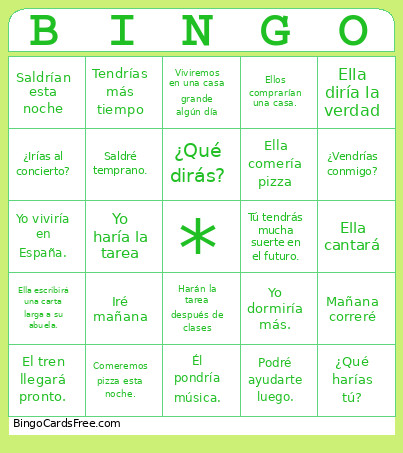 Spanish Project (c+f) Bingo Card