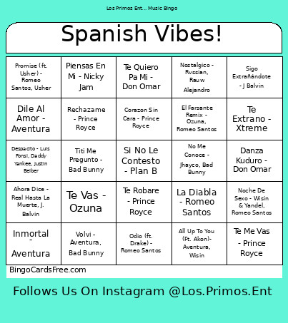Spanish Vibes! Bingo Card