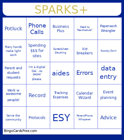 SPARKS+ Bingo Card