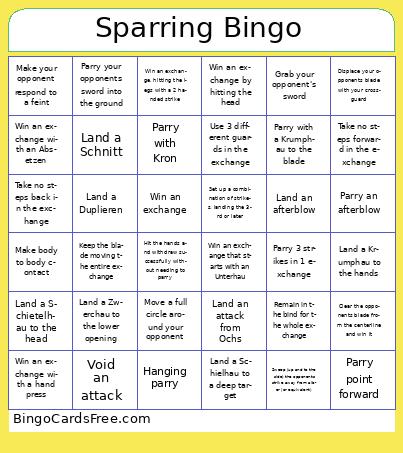 Sparring Bingo