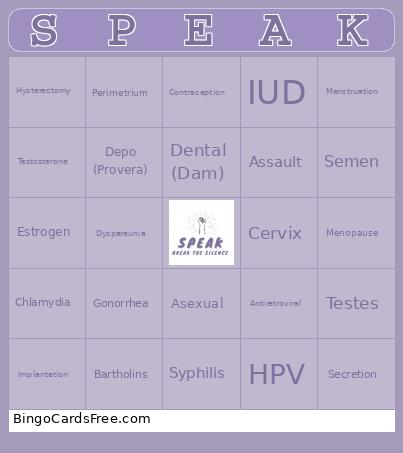 SPEAK ALLHALL - 3-31 Bingo Card