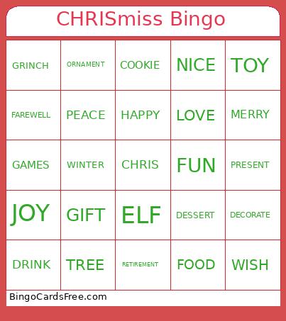 Special Christmas Stravaganza Bingo Card