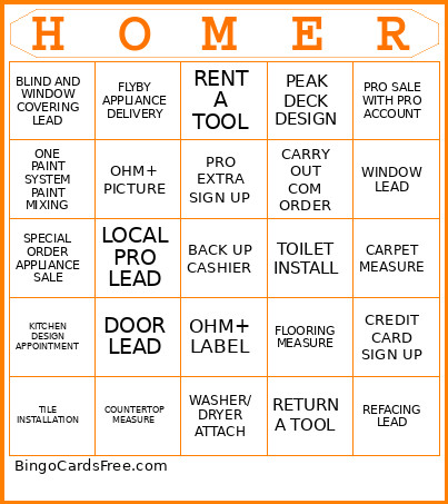 SPECIALTY Bingo Card