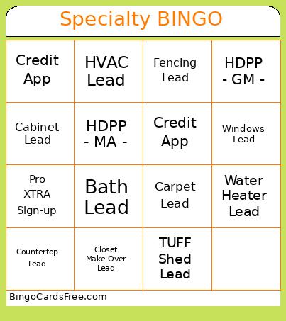 Specialty BINGO