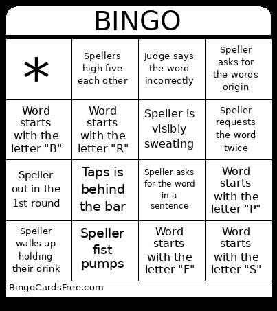 Spelling Bee Bingo Card