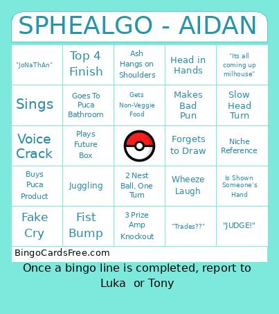 SPHEALGO - AIDAN Bingo Card