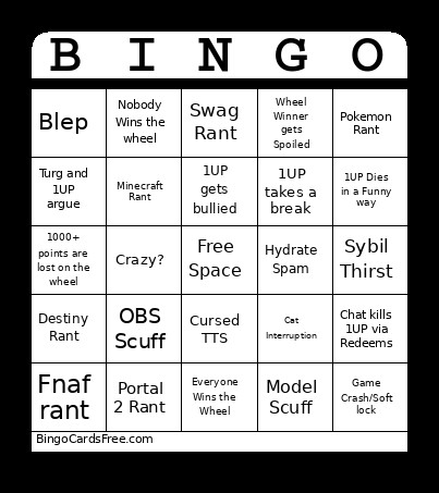 Spinner Saturday Wheel Bingo Card