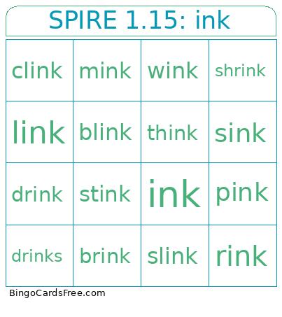 SPIRE 1.15: Ink Bingo Card