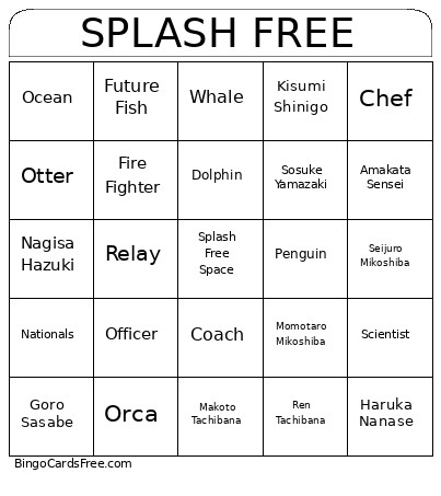 Splash Bingo Card