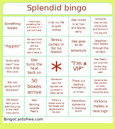 Splendid Bingo Card