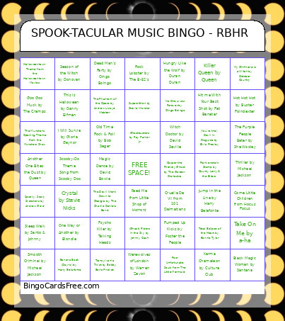 SPOOK-TACULAR MUSIC - RBHR Bingo Card