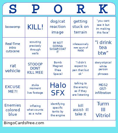 Spookston Video Bingo Card