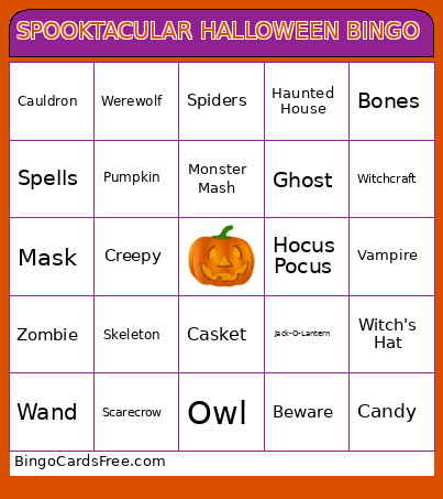 SPOOKTACULAR HALLOWEEN Bingo Card