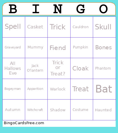 Spooky Bingo Card