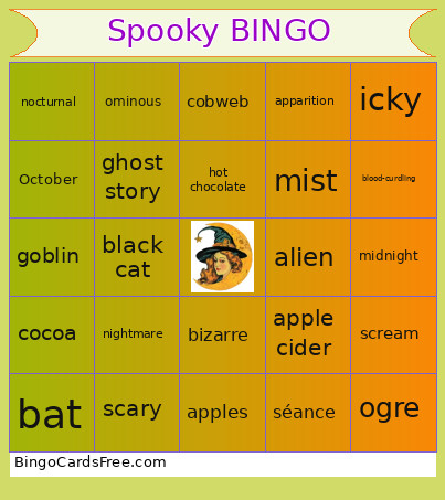 Spooky Bingo Card