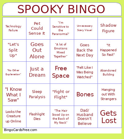 SPOOKY Bingo Card 2
