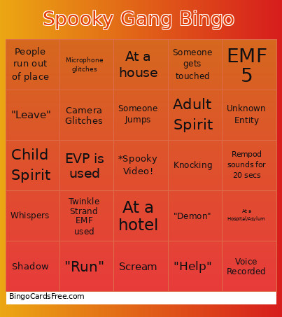 Spooky Gang Bingo Card