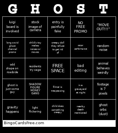 SPOOKY GHOST BINGO