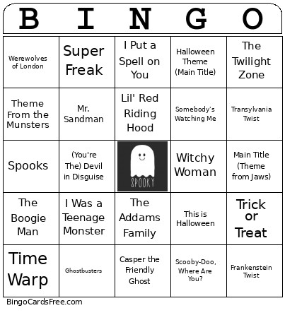 Spooky Music Bingo Card