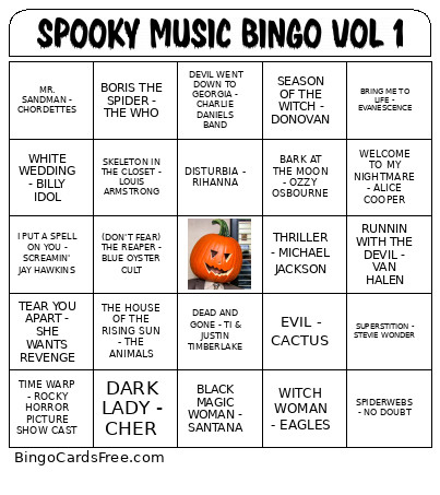 SPOOKY MUSIC VOL. 1 Bingo Card