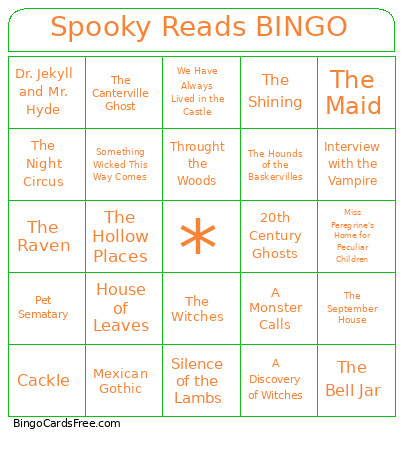 Spooky Reads Bingo Card