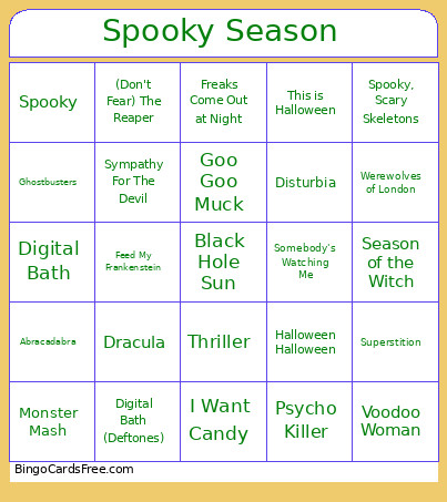 Spooky Season Bingo Card