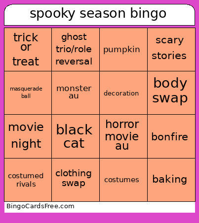 Spooky Season Bingo Card