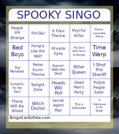 Spooky Singo Bingo Card