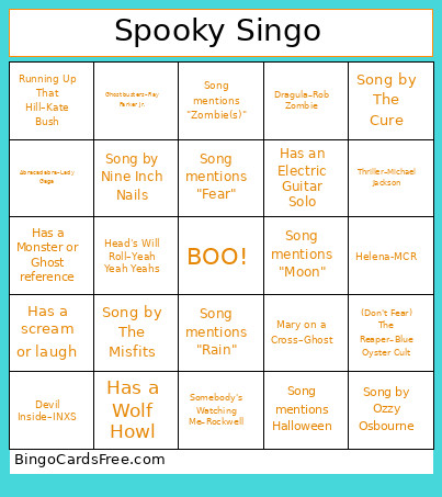 Spooky Singo Bingo Card