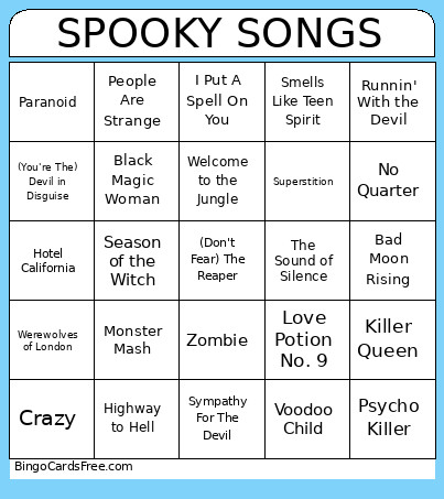 SPOOKY SONGS Bingo Card 2