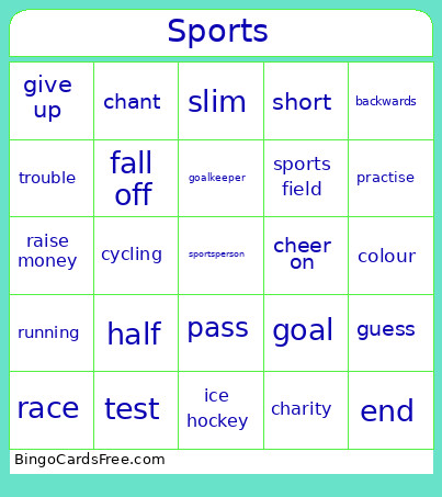 Sports Bingo Card