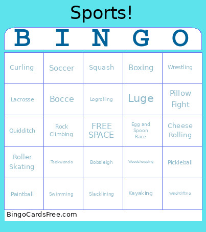 Sports! Bingo Card