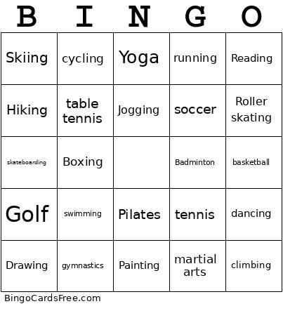 Sports Bingo Card