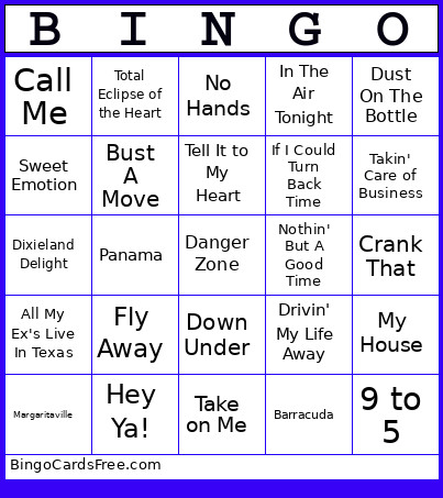 Sports Anthems Bingo Card