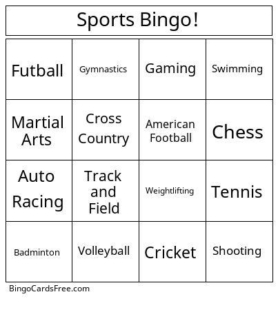 Sports Bingo!