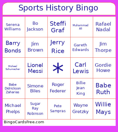 Sports History Bingo Card