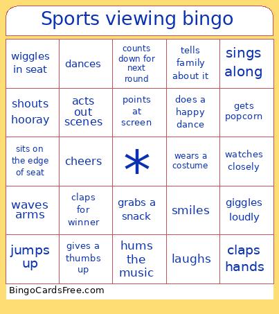 Sports viewing bingo