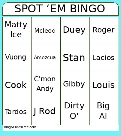 SPOT ‘EM Bingo Card