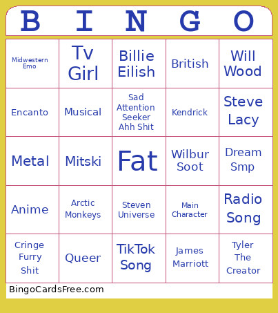 Spotify Bingo Card