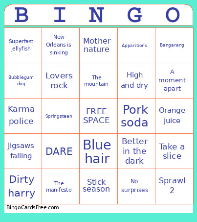 Spotify Bingo Card