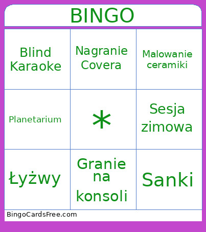 Spotkanie Bingo Card