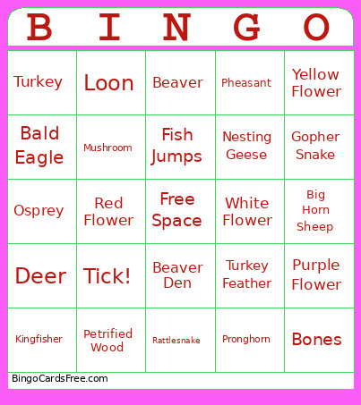 Spotted On The River Bingo Card