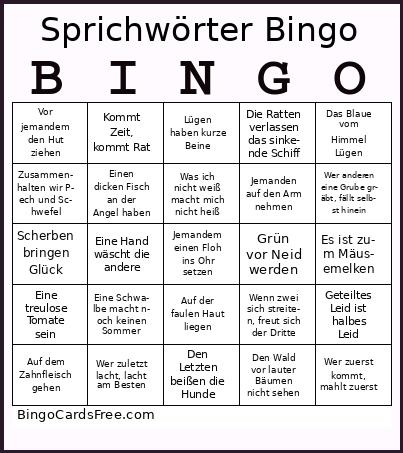 Sprichwörter Bingo