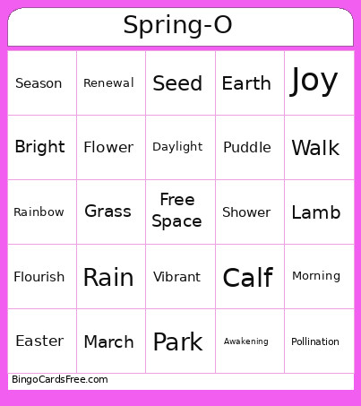 Spring Bing-O Bingo Card 2