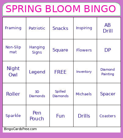 Spring Bloom DP Retreat Bingo Card
