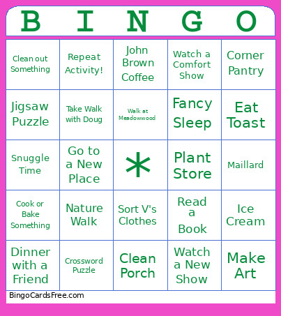 Spring Break Bingo Card
