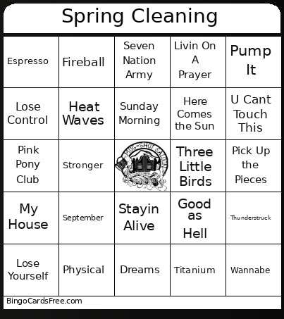 Spring Cleaning Bingo Card