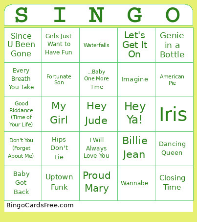 Spring Gulch Singo Bingo Card