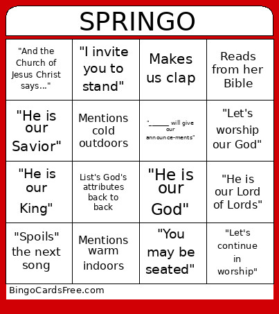 Springo Bingo Card