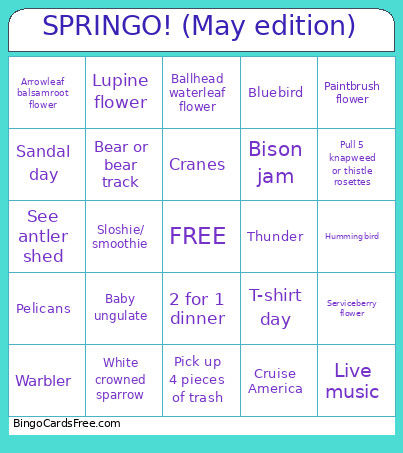 SPRINGO! (May Edition) Bingo Card